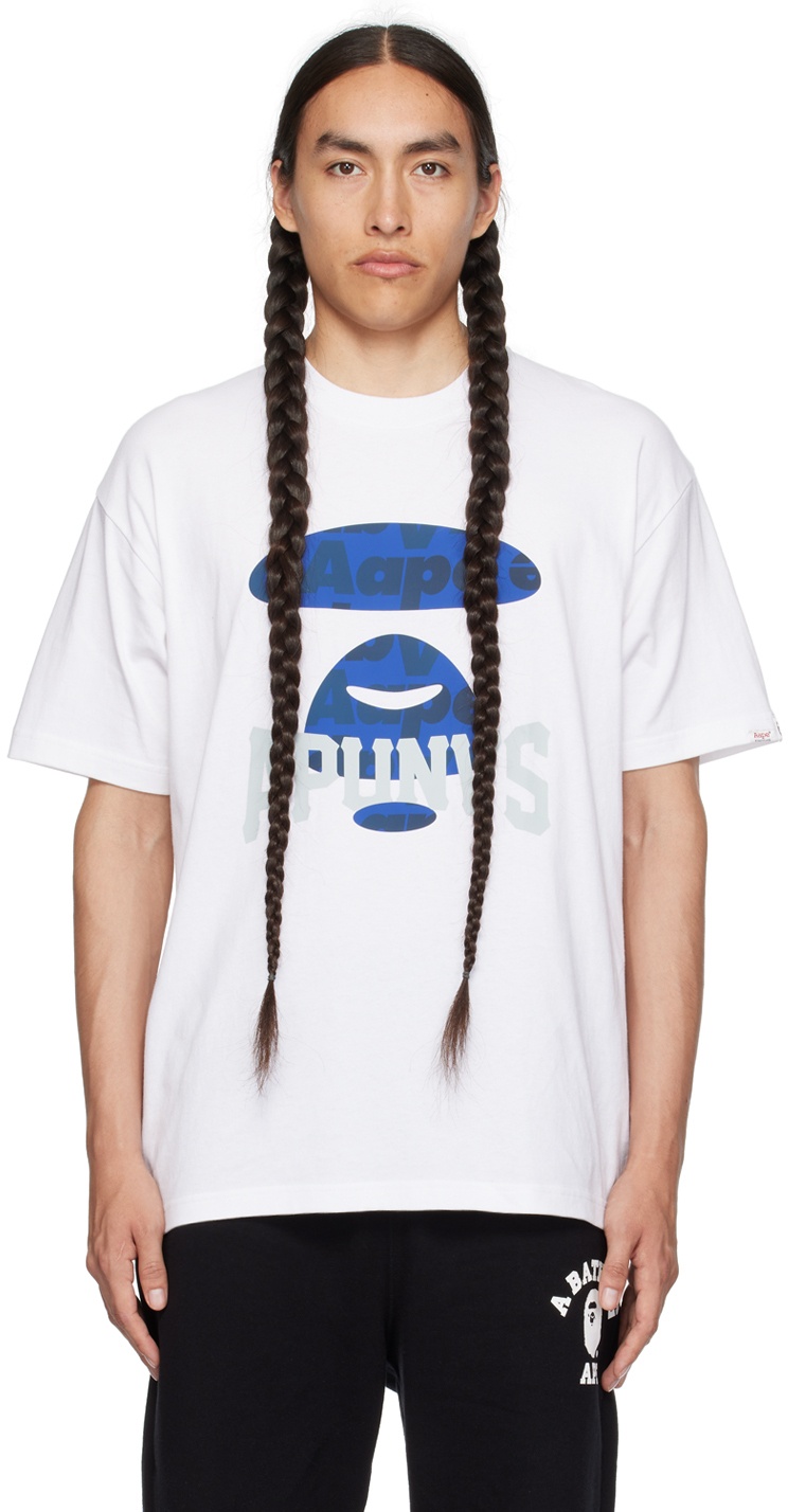 AAPE by A Bathing Ape White Moonface Graphic T-Shirt AAPE by A Bathing Ape