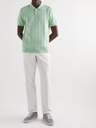 Mr P. - Knitted Textured Organic Cotton Polo Shirt - Green