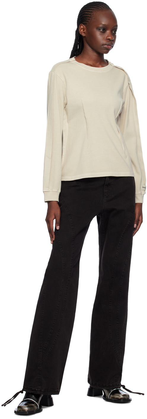 lesugiatelier Black Spiral String Denim Trousers