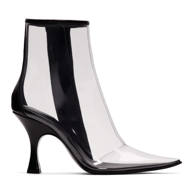 MM6 Maison Margiela Black and Transparent PVC Ankle Boots