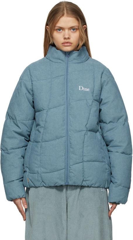 Photo: Dime Blue Corduroy Wave Puffer Jacket