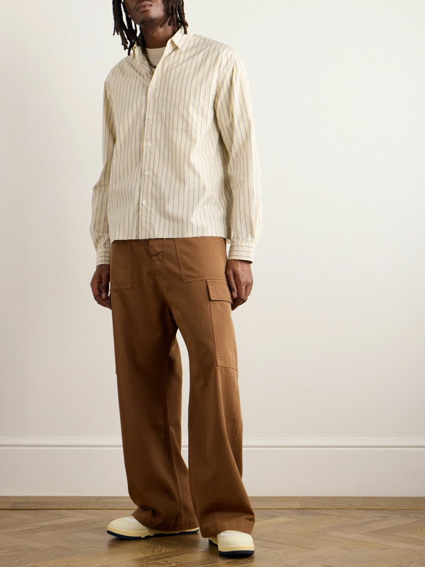 Photo: John Elliott - Button-Down Collar Striped Cotton-Poplin Shirt - Unknown