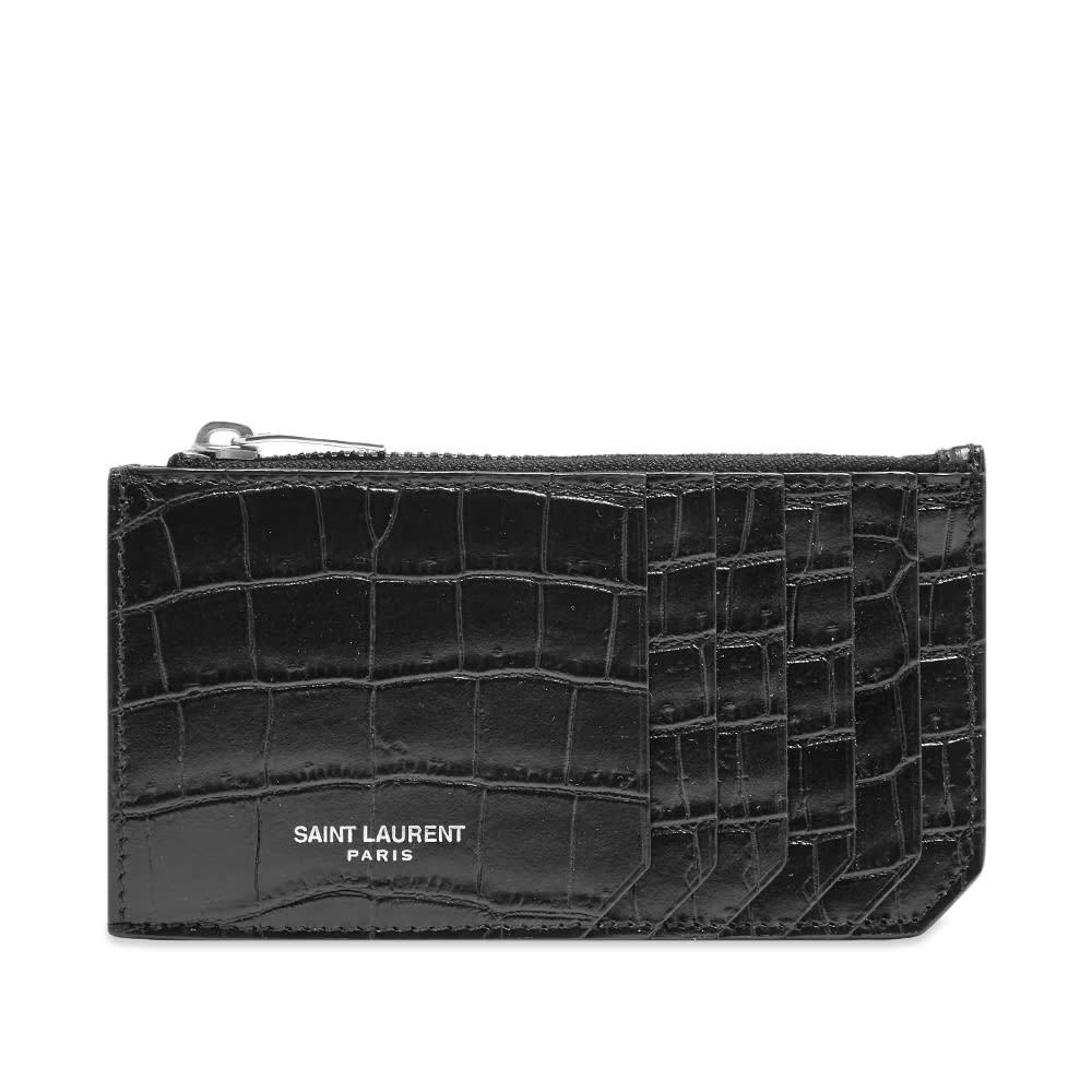 Saint Laurent Croc Leather Zip Card Case Saint Laurent