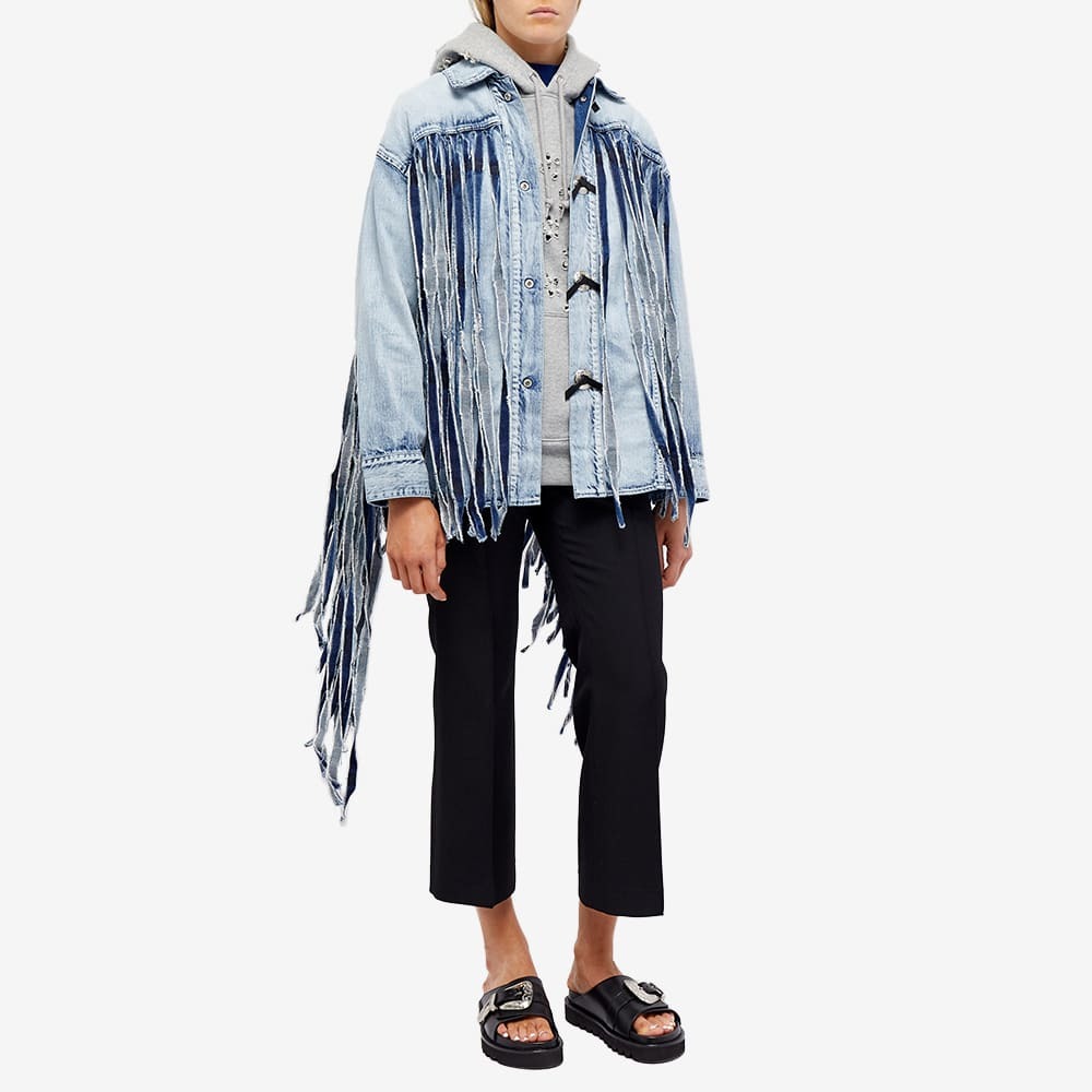 Toga Pulla Women's Denim Fringe Jacket in Light Blue Toga Pulla