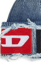Diesel Denim effect beanie with bold patch detail - Knit caps - Unisex - Blue