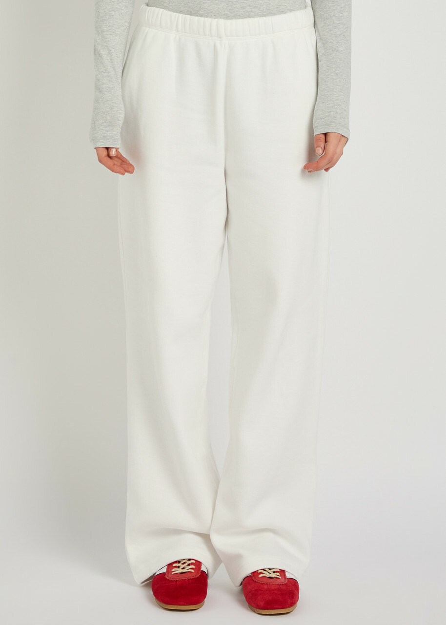 Skims Logo Straight-leg Cotton-blend Sweatpants Off White