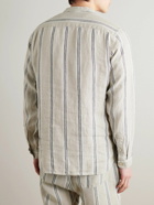 Oliver Spencer - Grandad-Collar Striped Linen Shirt - Neutrals