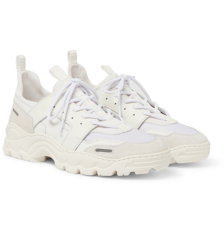 Photo: AMI - Panelled Leather, Mesh and Suede Sneakers - Men - White