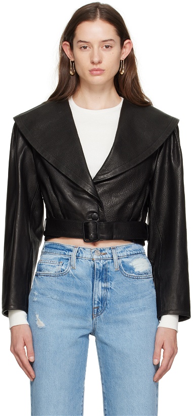 Photo: FRAME Black Cropped Leather Jacket
