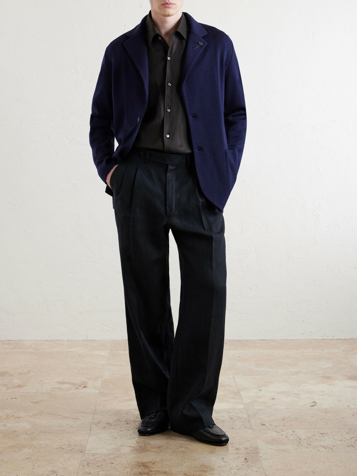 Lardini - Knitted Virgin Wool Blazer - Blue