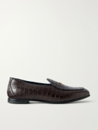 Aimé Leon Dore - Logo-Embellished Croc-Effect Leather Loafers - Brown