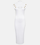 Balmain Mesh-trimmed midi dress