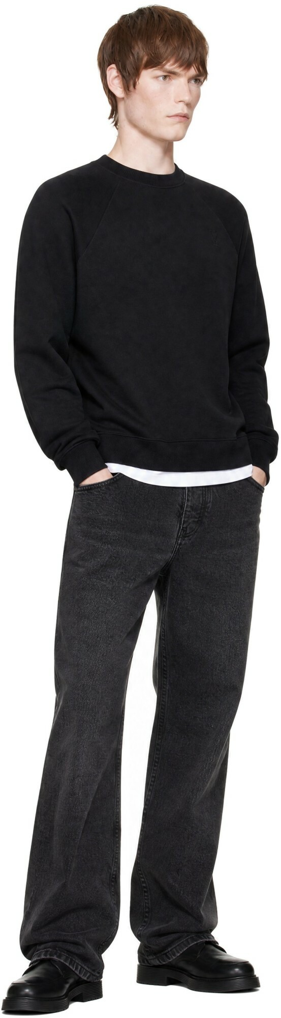 AMI Paris Black Cotton Embossed Ami de Coeur Sweatshirt