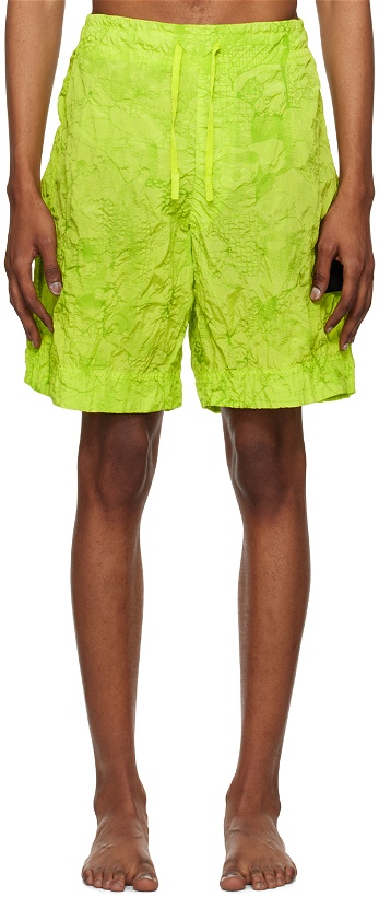 Photo: Stone Island Shadow Project Green Crinkled Swim Shorts
