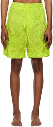 Stone Island Shadow Project Green Crinkled Swim Shorts