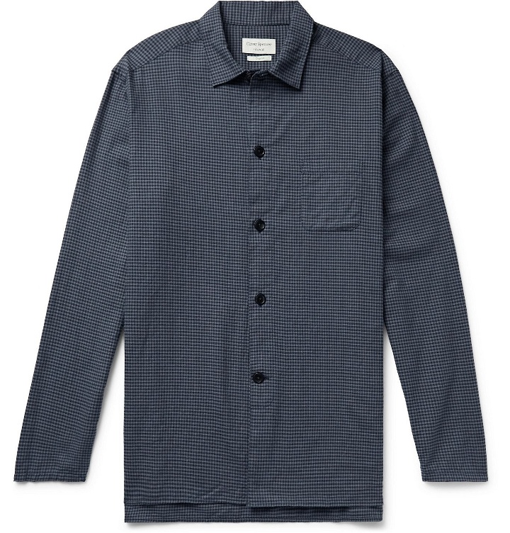 Photo: Oliver Spencer Loungewear - Gingham Brushed Organic Cotton-Twill Pyjama Shirt - Gray