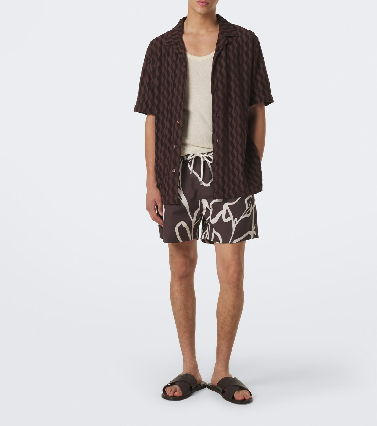 Frescobol Carioca Terry-trimmed cotton-blend bowling shirt