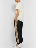 GUCCI - Tapered Logo-Jacquard Webbing-Trimmed Tech-Jersey Track Pants - Black