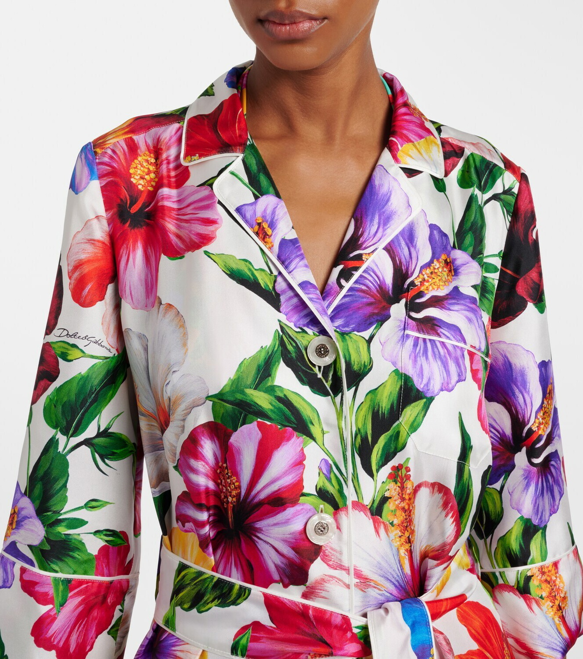 Dolce&Gabbana Floral belted silk satin maxi dress