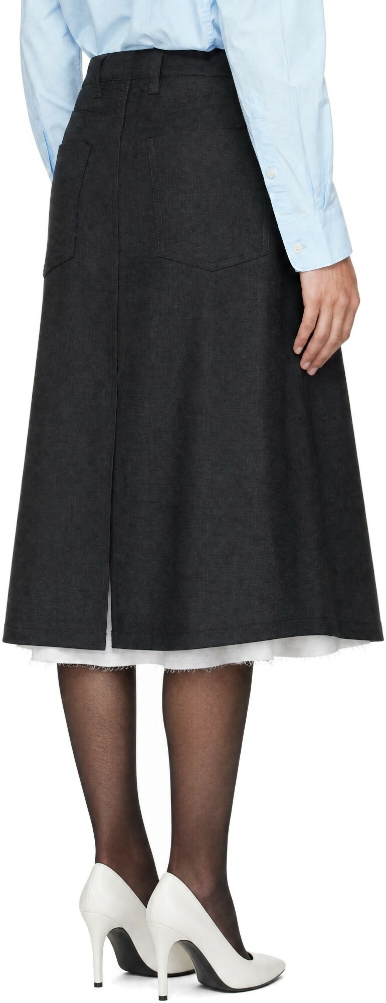 mfpen Gray Rivet Vent Midi Skirt
