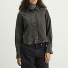 Closed Women's Curved Hem Denim Shirt in Dark Grey