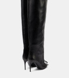 Alaïa Bow-detail leather over-the-knee boots