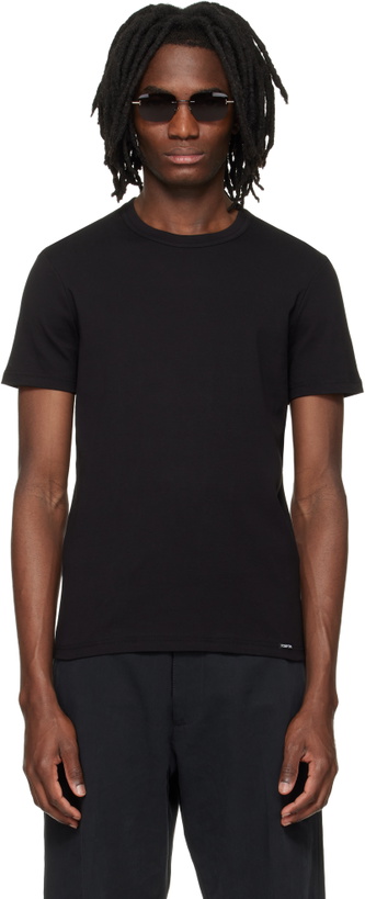Photo: TOM FORD Black Cotton Crewneck T-shirt