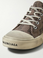 Balenciaga - Paris Distressed Logo-Embroidered Canvas Sneakers - Brown