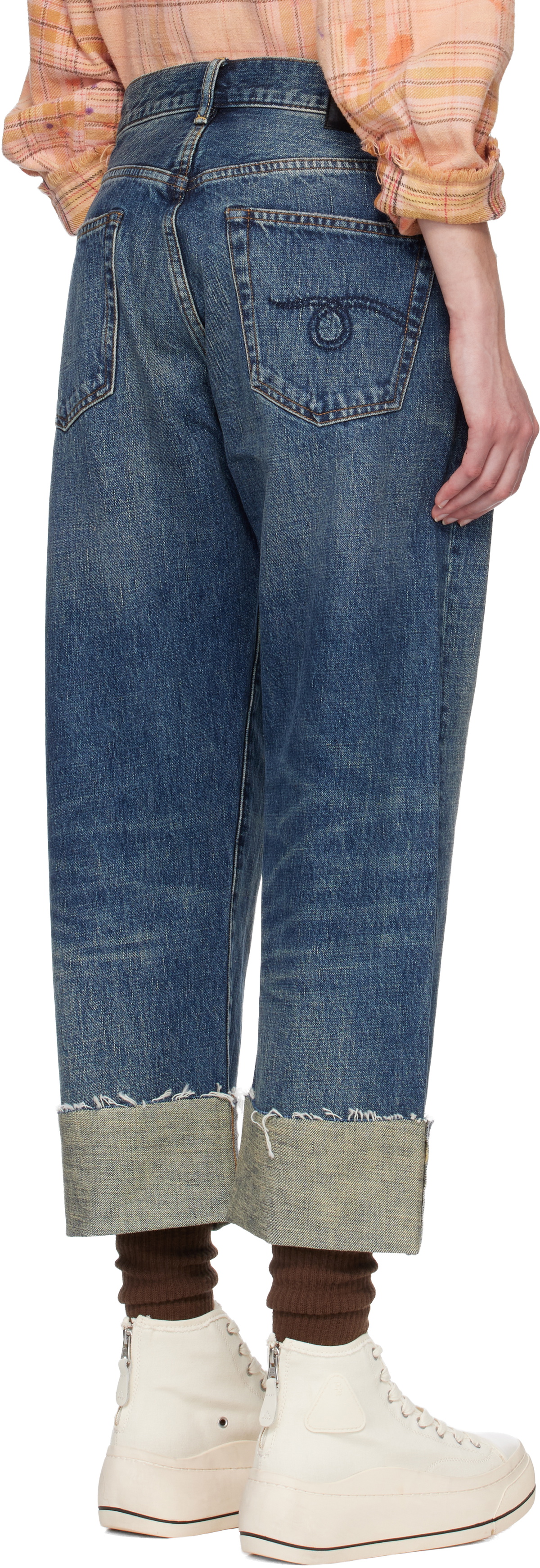 R13 Blue Cuffed X-Boyfriend Jeans