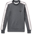 Dolce & Gabbana - Satin-Trimmed Logo-Appliquéd Loopback Cotton-Jersey Sweatshirt - Dark gray