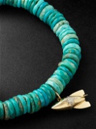 Sydney Evan - Rocket Charm Gold, Diamond and Turquoise Beaded Bracelet