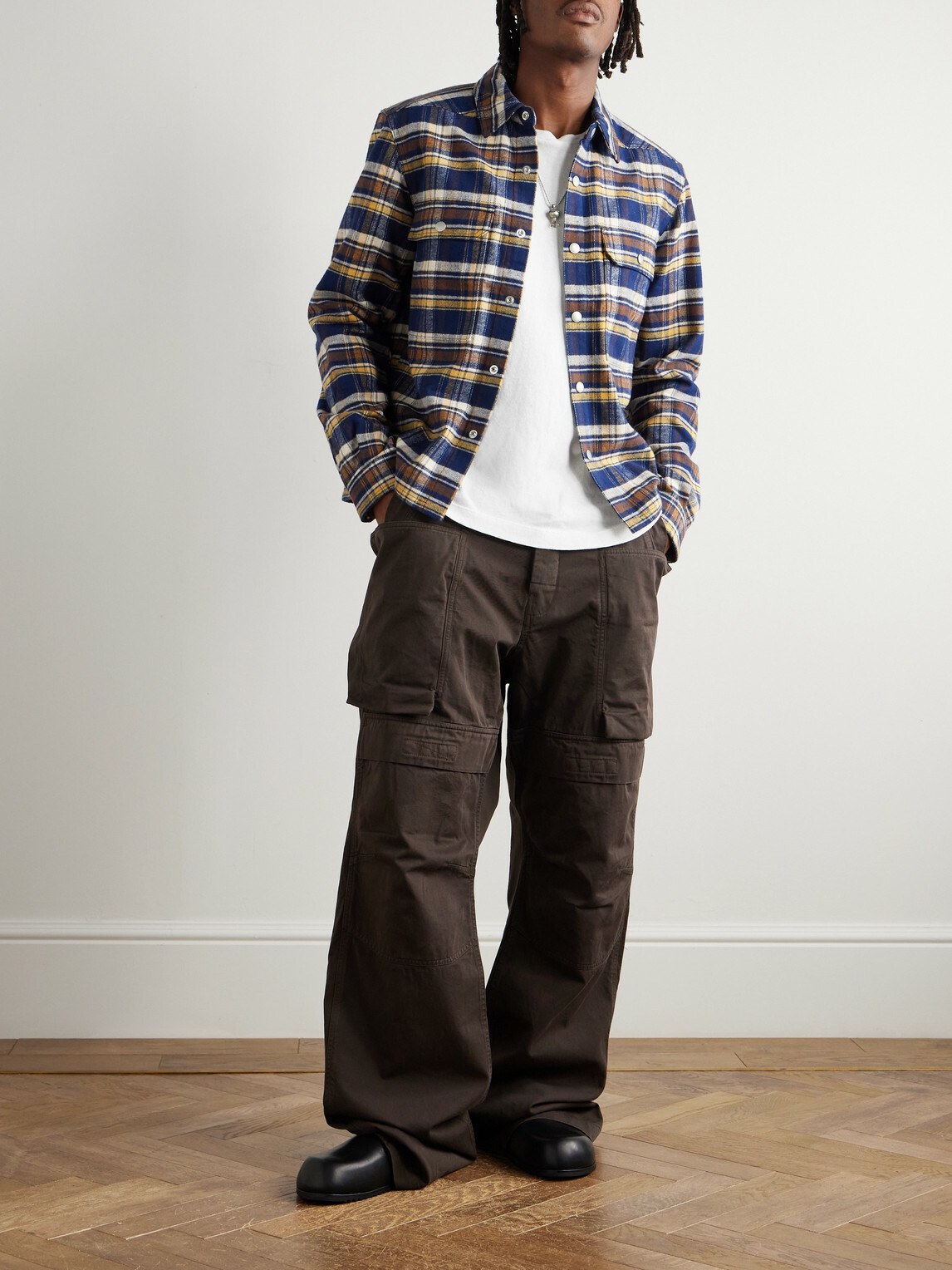 DRKSHDW by Rick Owens - Checked Cotton-Flannel Overshirt - Blue