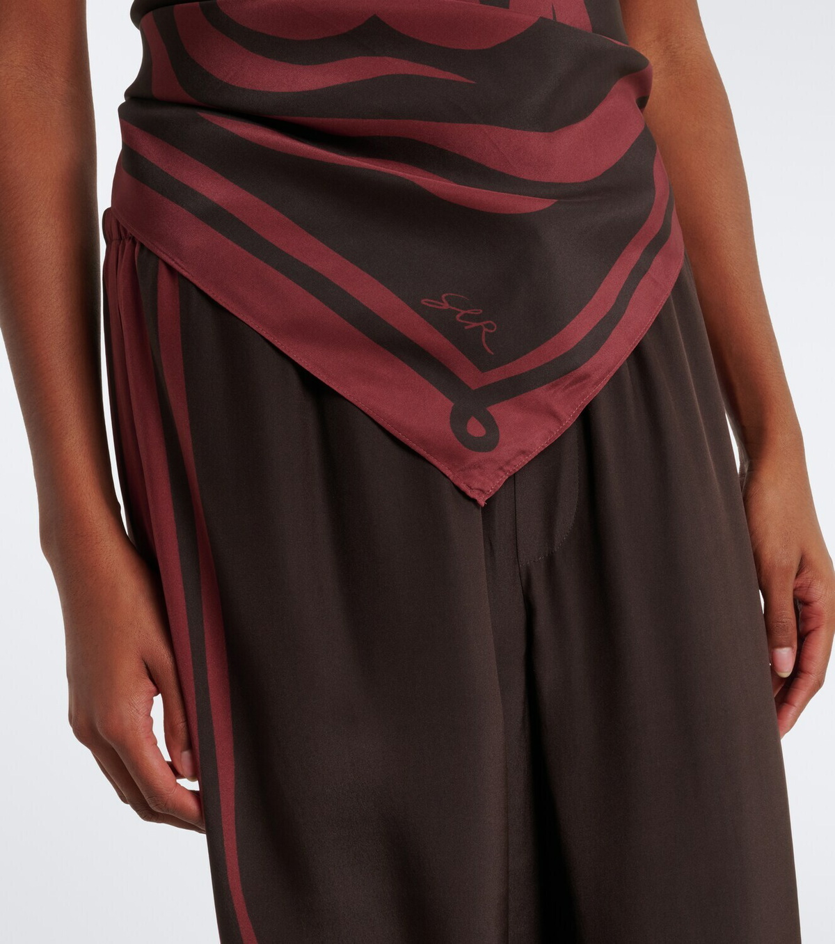 SIR Printed silk satin scarf top