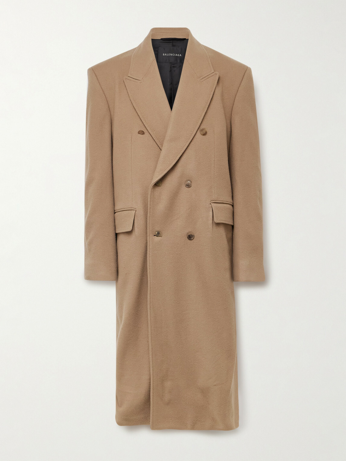 Balenciaga - Oversized Double-Breasted Distressed Wool-Felt Coat - Brown