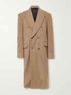 Balenciaga - Oversized Double-Breasted Distressed Wool-Felt Coat - Brown