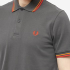 Fred Perry Men's Original Twin Tipped Polo Shirt in Gunmetal/Corn/Red