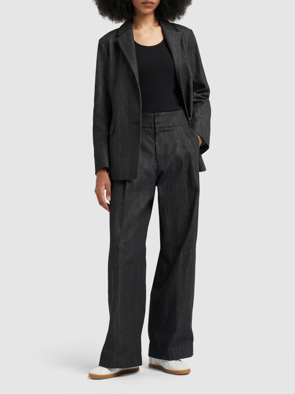 パンツ Max Mara Denim-effect cotton trousers S MAX MARA Athos Cotton Denim Effect Wide Pants S Max Mara