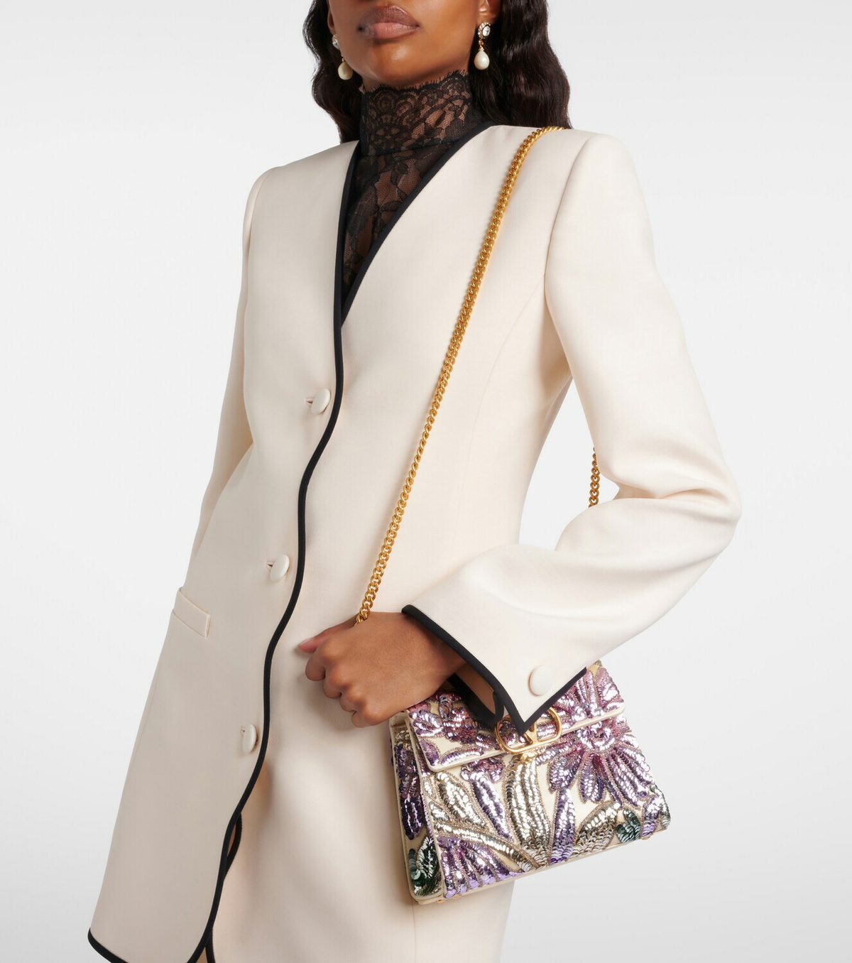 Valentino Garavani VSling Mini sequined satin top-handle bag