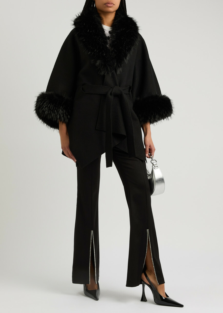 Alice + Olivia Joanna Faux Fur-trimmed Wool Coat Black Alice