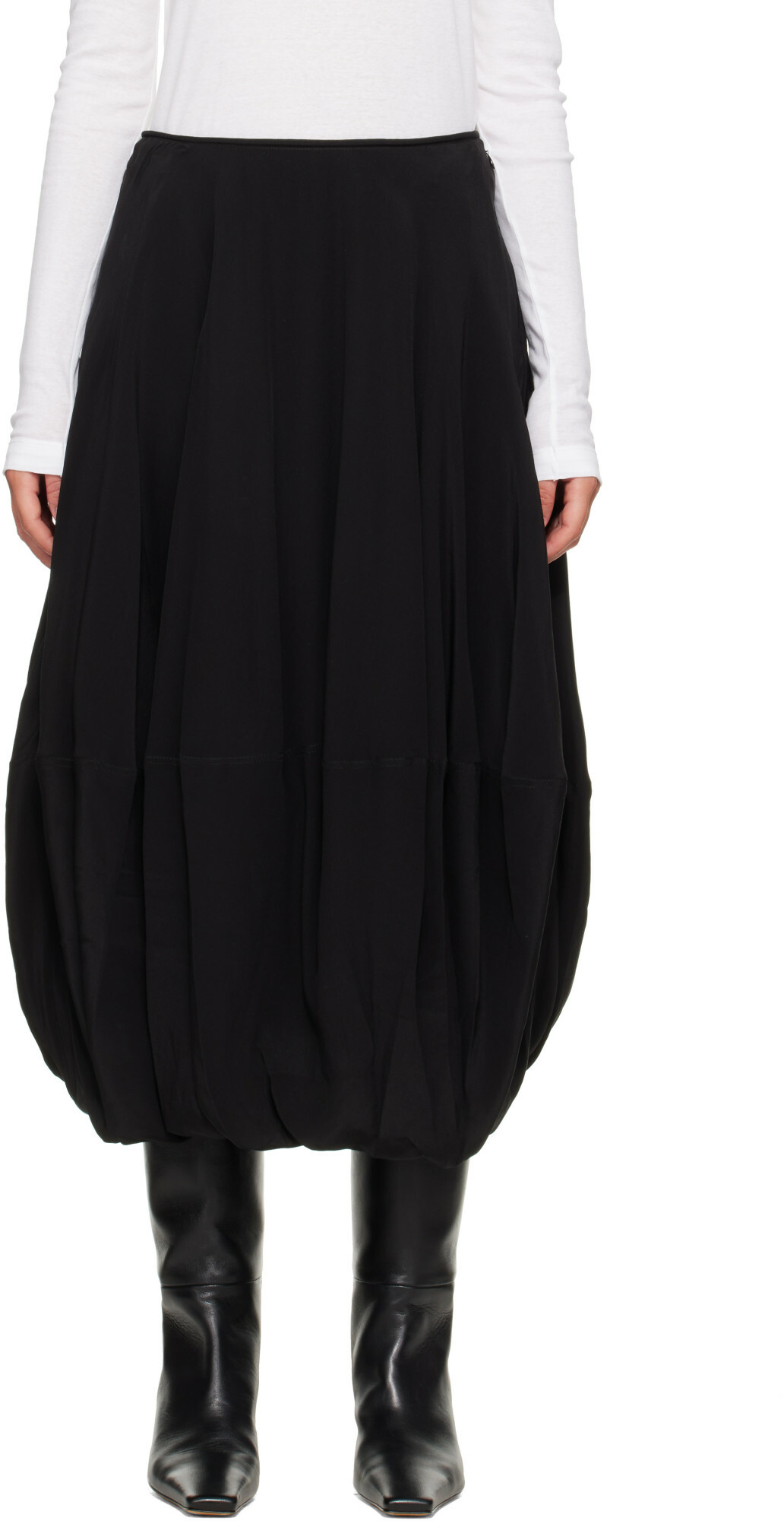 LEMAIRE Black Balloon Midi Skirt