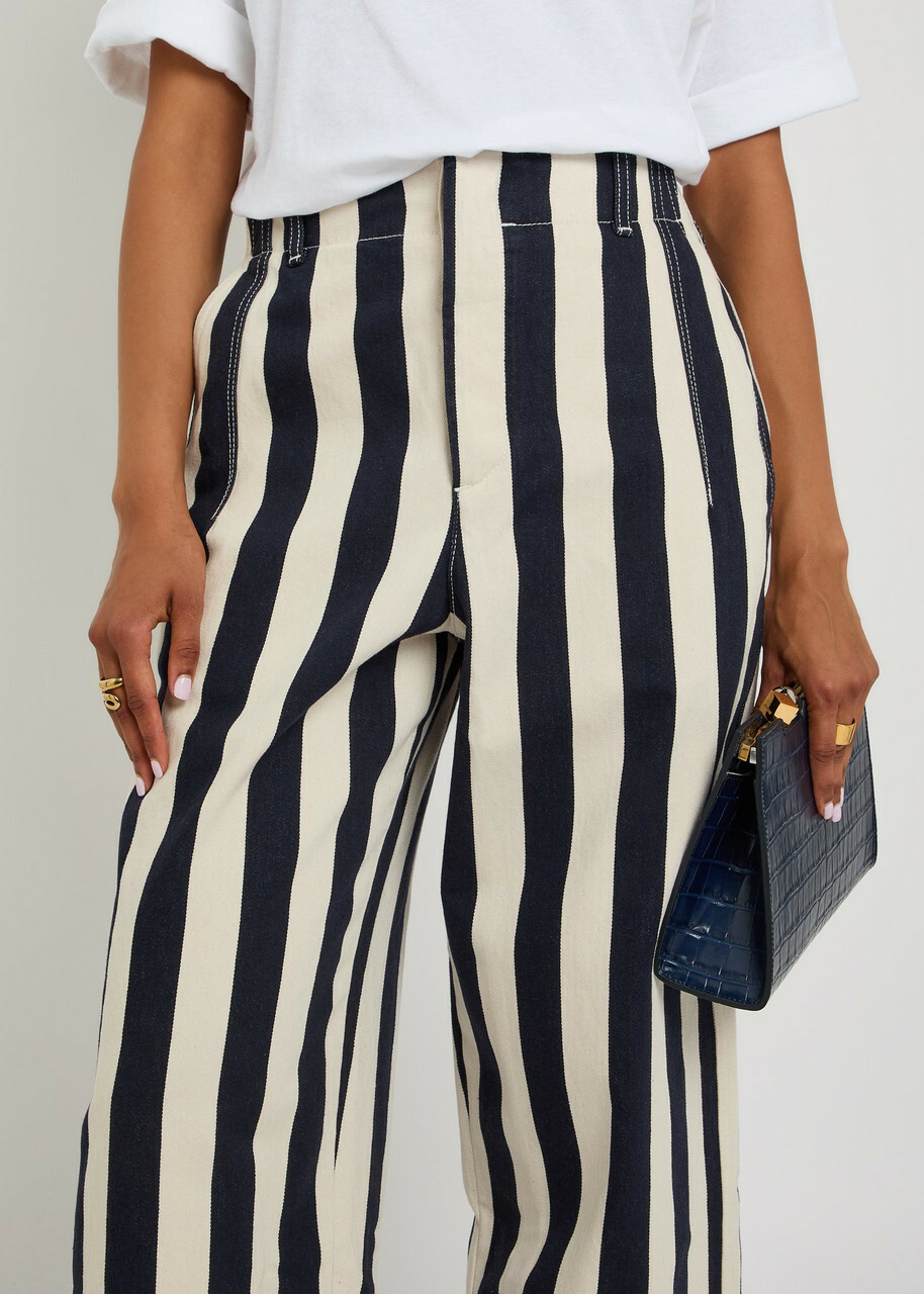 Jacquemus Le De-nîmes Parasol Striped Denim Trousers Navy