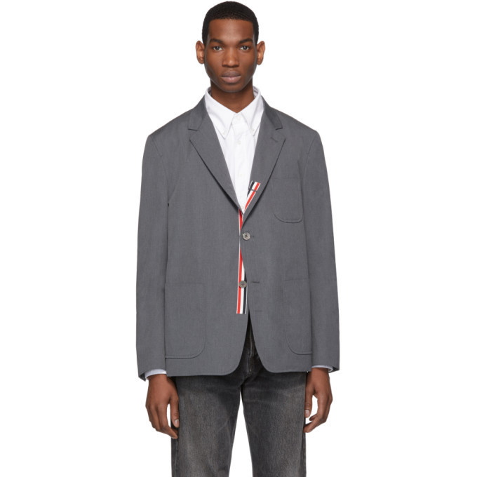 Photo: Thom Browne Grey Typewriter Cloth Unconstructed Blazer