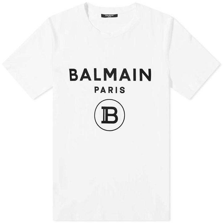 Photo: Balmain Flocked B Logo Tee