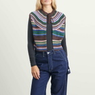 Beams Boy Women's Multi Stripe Knit Vest in Brown 