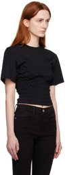 FRAME Black Smocked Corset T-Shirt