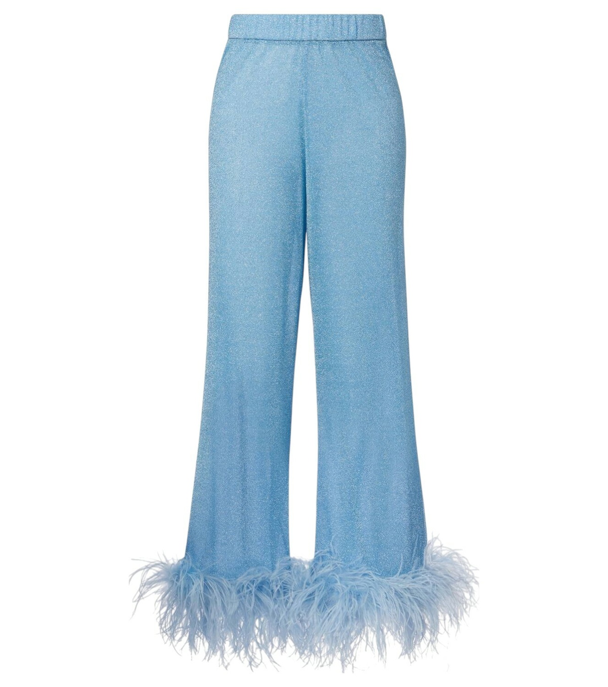 Oséree Lumière feather-trimmed wide-leg pants Oseree