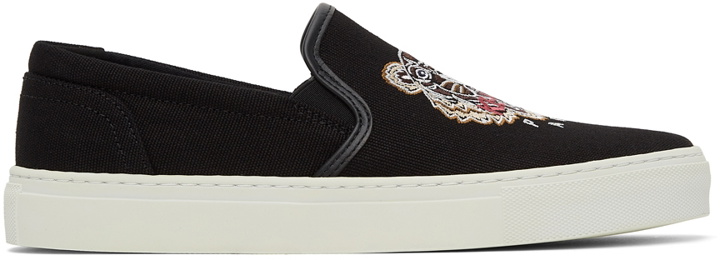 Photo: Kenzo Black K-Skate Tiger Slip-On Sneakers