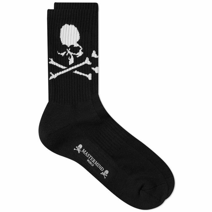 Photo: MASTERMIND WORLD Men's Regular Skull Sock in Black