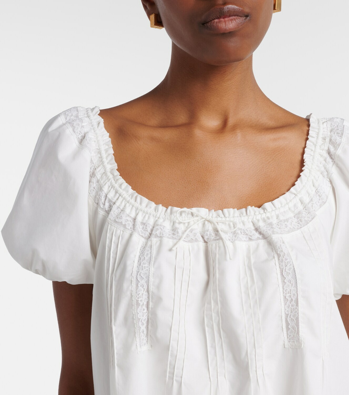 Faithfull Galle lace-trimmed cotton minidress