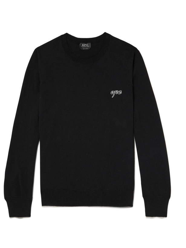 Photo: A.P.C. - Otis Logo-Embroidered Cotton Sweater - Black